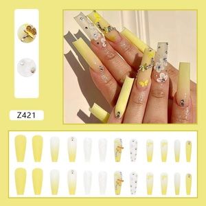 Yellow slow daisy sunflower press on nails